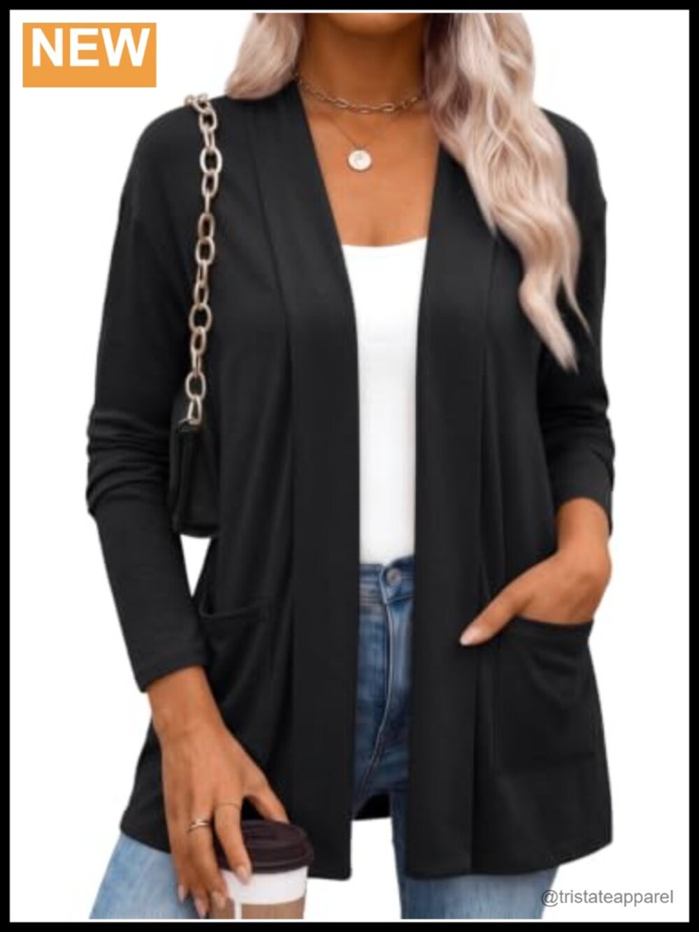 Lightweight Knit Open Front Long Cardigan with Pockets